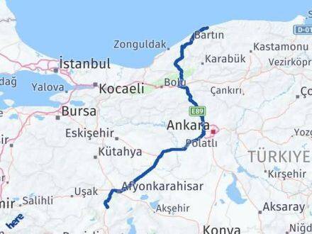 Afyonkarahisar Kurucaşile Bartın Arası Kaç Km - Yol Haritası
