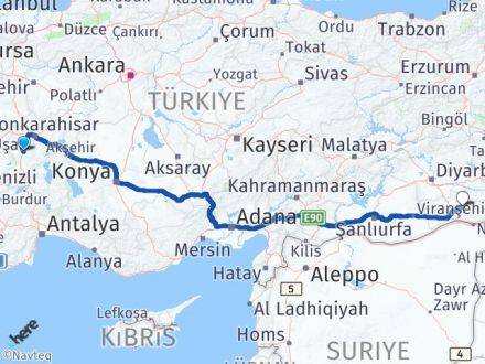 Afyonkarahisar Ömerli Mardin Arası Kaç Km - Yol Haritası