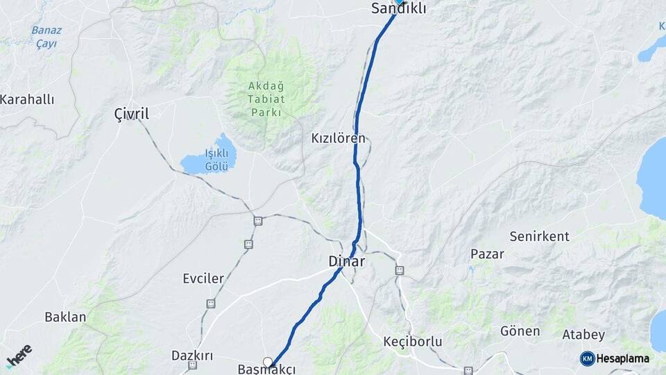 Afyonkarahisar Sandıklı Başmakçı Arası Kaç Km - Yol Haritası