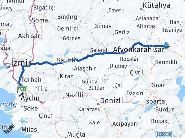 Afyonkarahisar Selçuk İzmir Arası Kaç Km - Yol Haritası