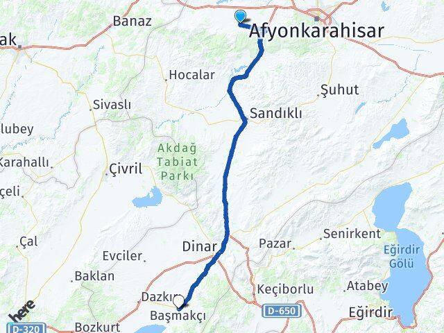 Afyonkarahisar Sinanpaşa Başmakçı Arası Kaç Km - Yol Haritası
