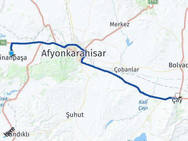 Afyonkarahisar Sinanpaşa Çay Arası Kaç Km - Yol Haritası