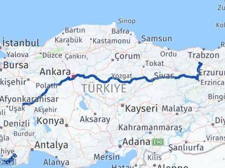 Afyonkarahisar Sinanpaşa Gümüşhane Arası Kaç Km - Yol Haritası