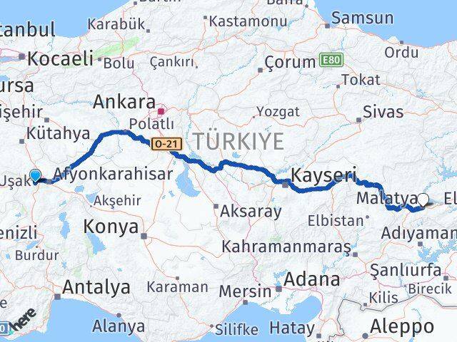 Afyonkarahisar Sinanpaşa Malatya Arası Kaç Km - Yol Haritası