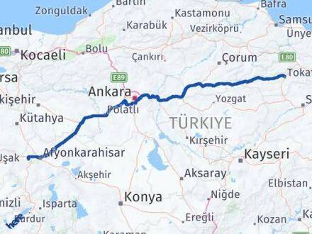 Afyonkarahisar Sinanpaşa Tokat Arası Kaç Km - Yol Haritası