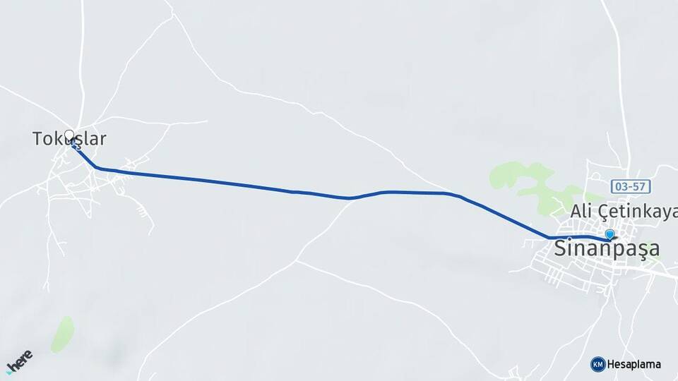 Afyonkarahisar Sinanpaşa Tokuşlar Sinanpaşa Arası Kaç Km - Yol Haritası