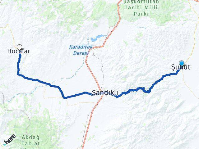 Afyonkarahisar Şuhut Hocalar Arası Kaç Km - Yol Haritası