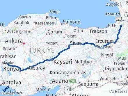 Afyonkarahisar Sultandağı Artvin Arası Kaç Km - Yol Haritası