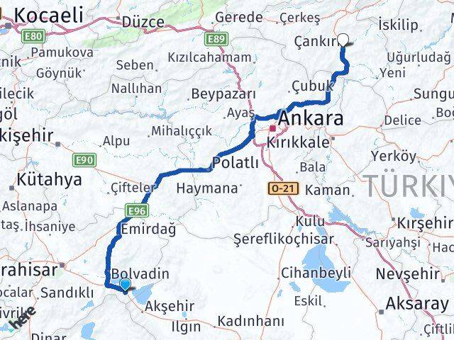 Afyonkarahisar Sultandağı Çankırı Arası Kaç Km - Yol Haritası
