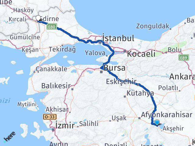 Afyonkarahisar Sultandağı Edirne Arası Kaç Km - Yol Haritası