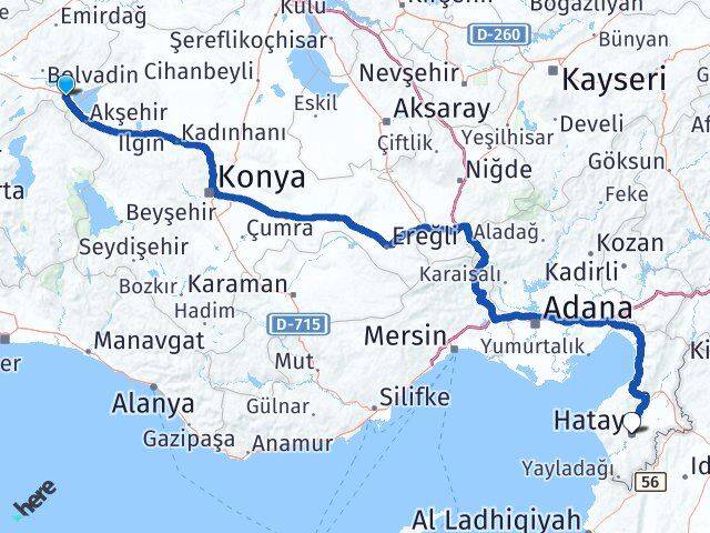 Afyonkarahisar Sultandağı Hatay Arası Kaç Km - Yol Haritası