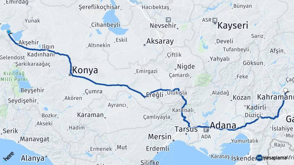 Afyonkarahisar Sultandağı Kahramanmaraş Arası Kaç Km - Yol Haritası
