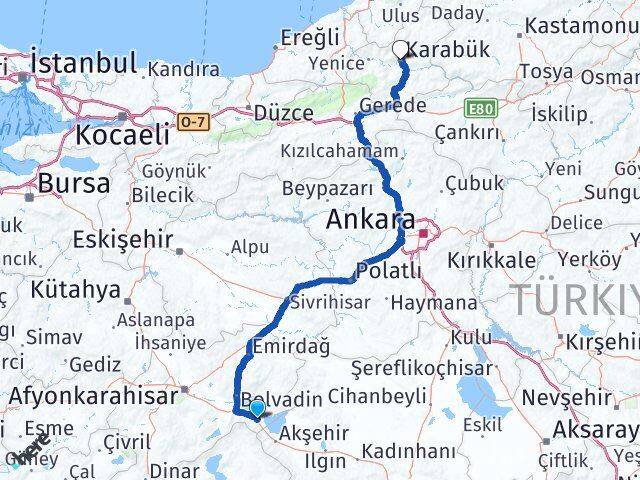 Afyonkarahisar Sultandağı Karabük Arası Kaç Km - Yol Haritası