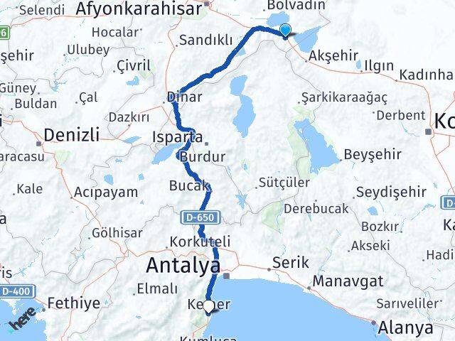 Afyonkarahisar Sultandağı Kemer Antalya Arası Kaç Km - Yol Haritası