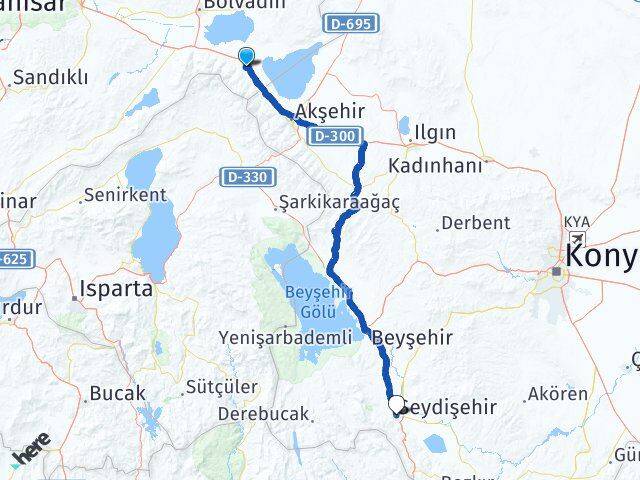 Afyonkarahisar Sultandağı Seydişehir Konya Arası Kaç Km - Yol Haritası