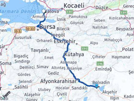Afyonkarahisar Sultandağı Yalova Arası Kaç Km - Yol Haritası
