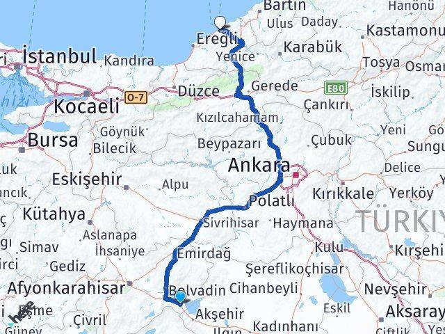 Afyonkarahisar Sultandağı Zonguldak Arası Kaç Km - Yol Haritası