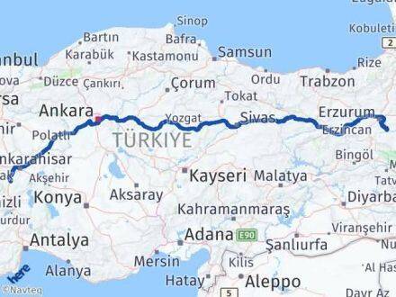 Afyonkarahisar Tekman Erzurum Arası Kaç Km - Yol Haritası