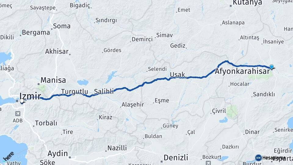Afyonkarahisar Tınaztepe Üniversitesi Arası Kaç Km - Yol Haritası
