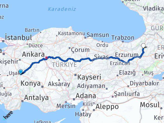 Afyonkarahisar Uzundere Erzurum Arası Kaç Km - Yol Haritası