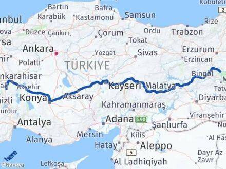 Afyonkarahisar Varto Muş Arası Kaç Km - Yol Haritası