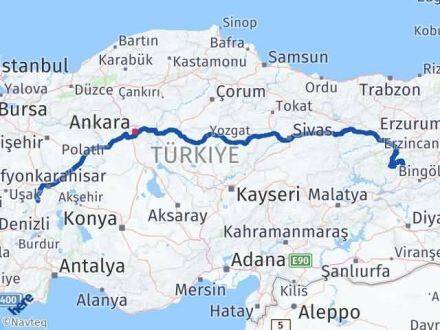 Afyonkarahisar Yayladere Bingöl Arası Kaç Km - Yol Haritası
