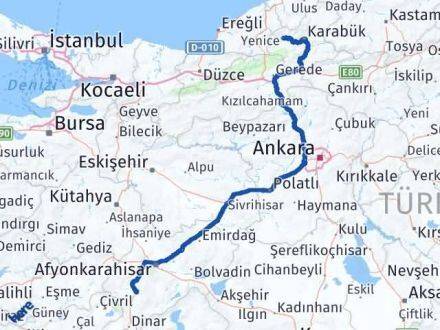 Afyonkarahisar Yenice Karabük Arası Kaç Km - Yol Haritası