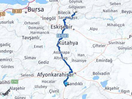 Afyonkarahisar Yenipazar Bilecik Arası Kaç Km - Yol Haritası