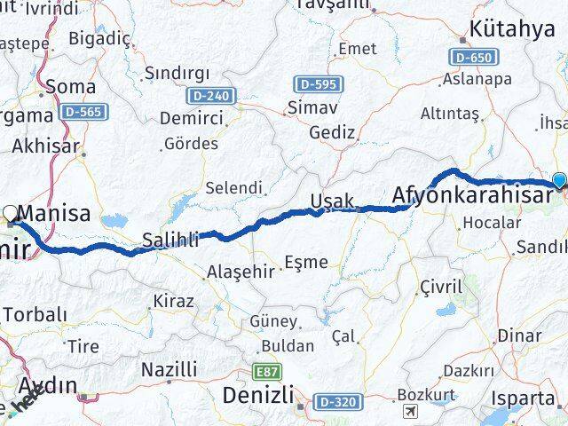 Afyonkarahisar Yunusemre Manisa Arası Kaç Km - Yol Haritası