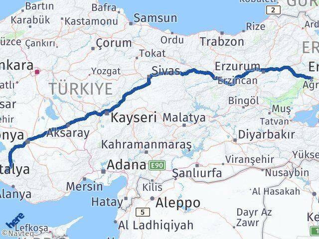 Ağrı Akseki Antalya Arası Kaç Km - Yol Haritası