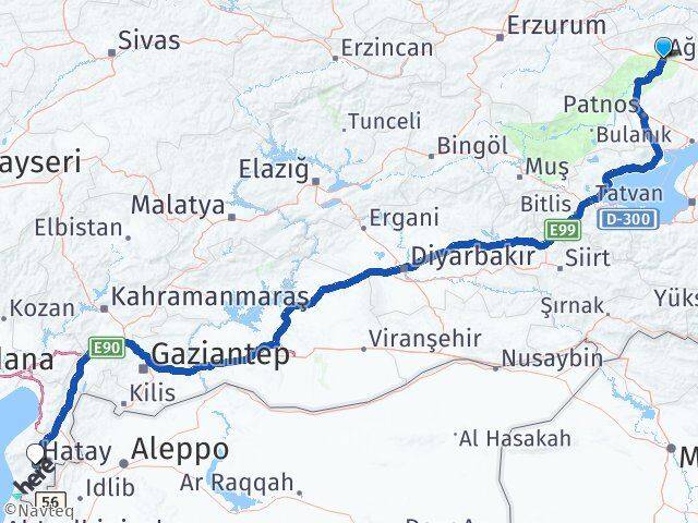 Ağrı Antakya Hatay Arası Kaç Km - Yol Haritası