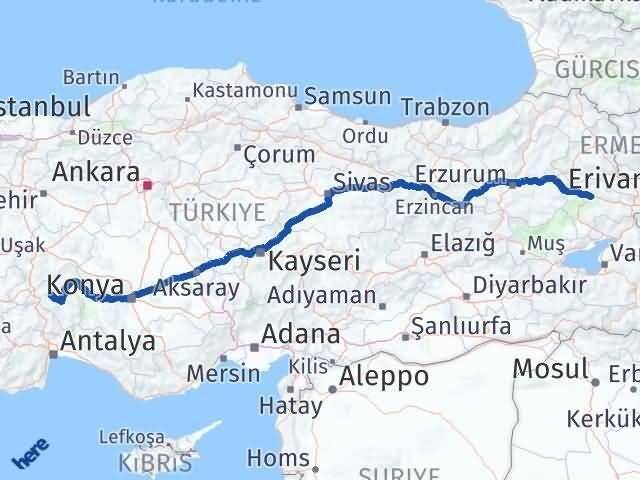Ağrı Atabey Isparta Arası Kaç Km - Yol Haritası