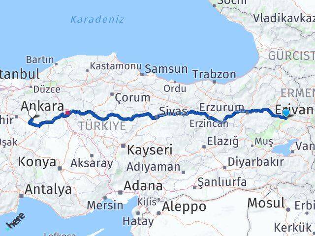 Ağrı Beylikova Eskişehir Arası Kaç Km - Yol Haritası