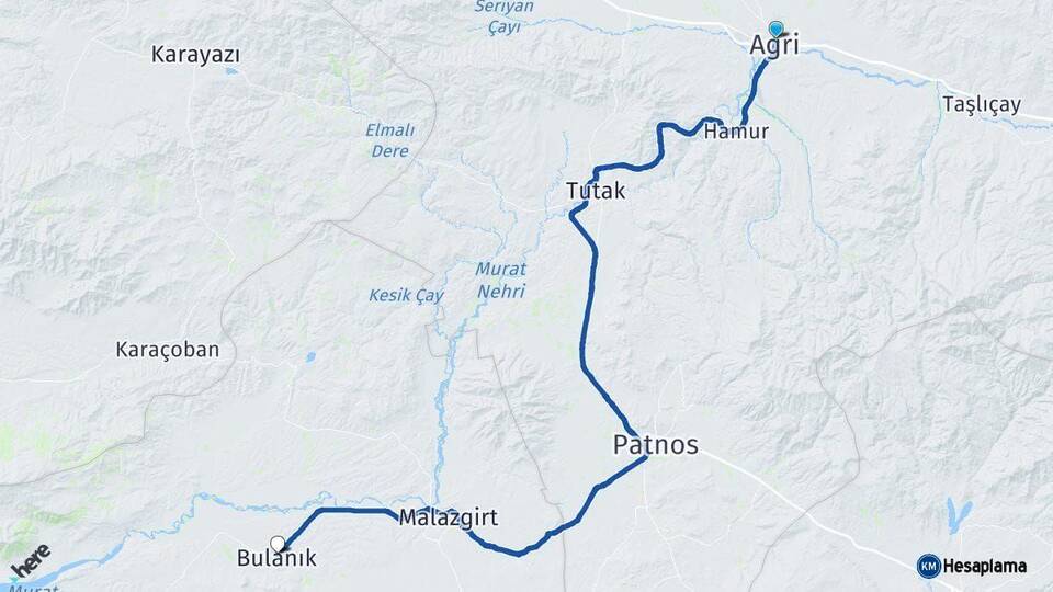 Ağrı Bulanık Muş Arası Kaç Km - Yol Haritası