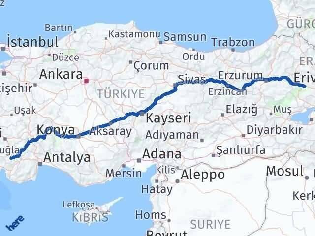 Ağrı Çameli Denizli Arası Kaç Km - Yol Haritası