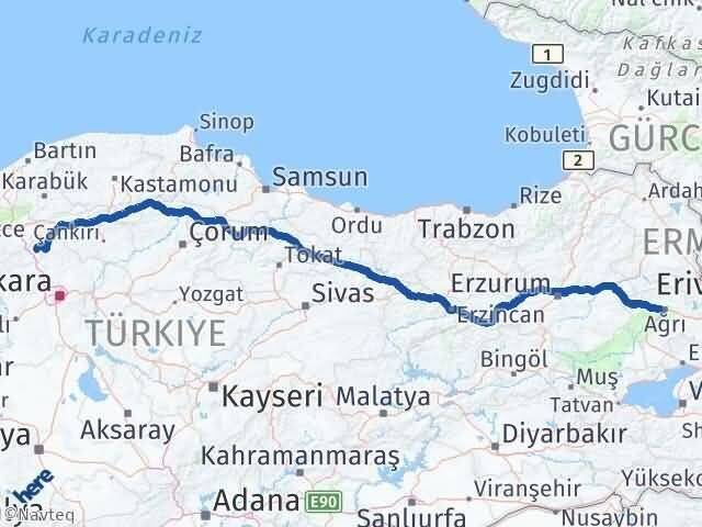 Ağrı Çamlıdere Ankara Arası Kaç Km - Yol Haritası
