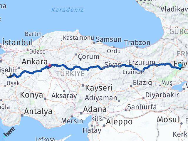 Ağrı Çavdarhisar Kütahya Arası Kaç Km - Yol Haritası