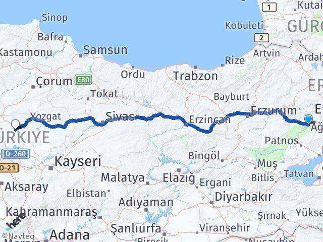 Ağrı Çiçekdağı Kırşehir Arası Kaç Km - Yol Haritası