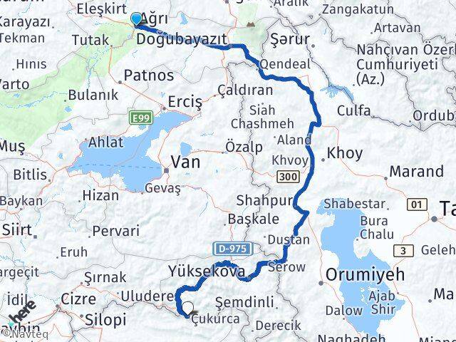 Ağrı Çukurca Hakkari Arası Kaç Km - Yol Haritası