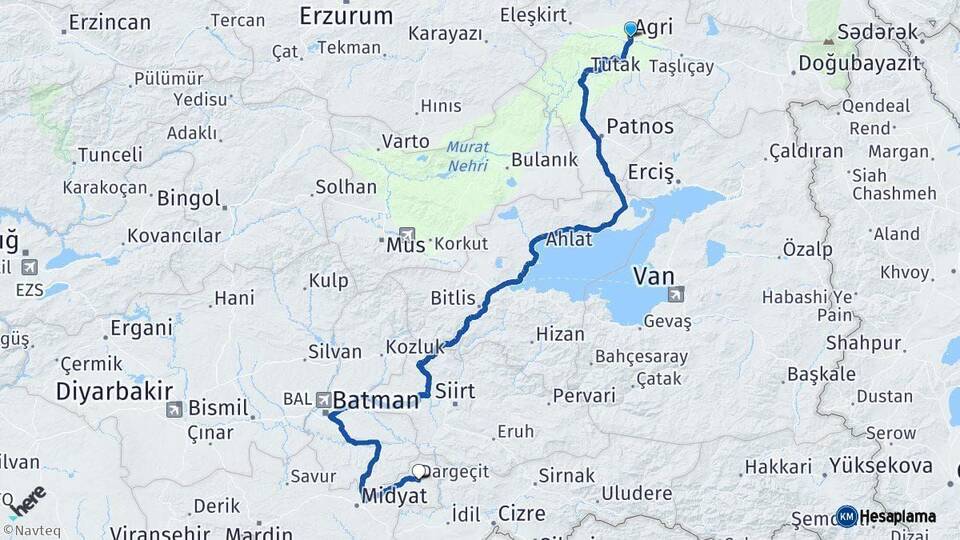 Ağrı Dargeçit Mardin Arası Kaç Km - Yol Haritası