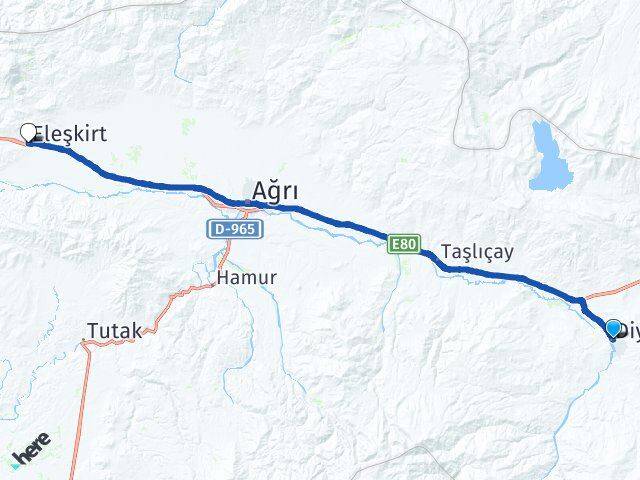 Ağrı Diyadin Eleşkirt Arası Kaç Km - Yol Haritası