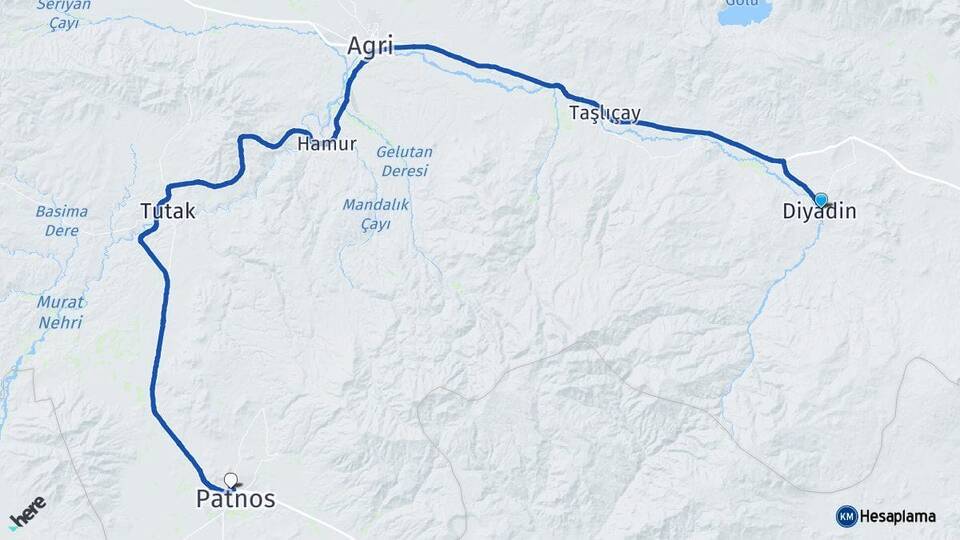 Ağrı Diyadin Patnos Arası Kaç Km - Yol Haritası