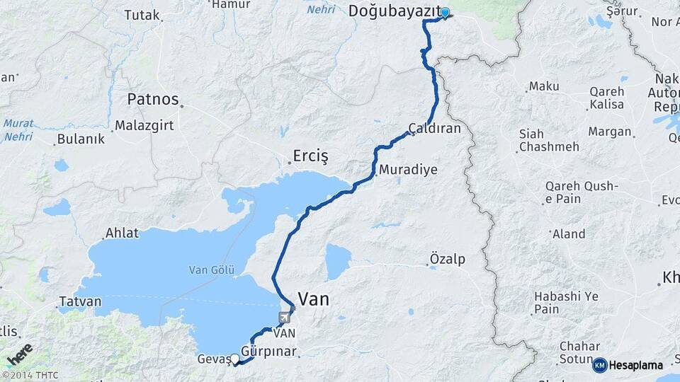Ağrı Doğubayazıt Gevaş Van Arası Kaç Km - Yol Haritası