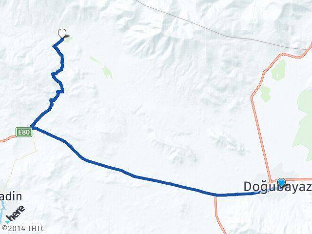 Ağrı Doğubayazıt Güllüce Doğubayazıt Arası Kaç Km - Yol Haritası