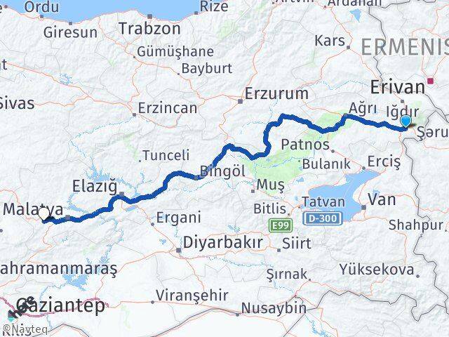 Ağrı Doğubayazıt Keller Akçadağ Malatya Arası Kaç Km - Yol Haritası