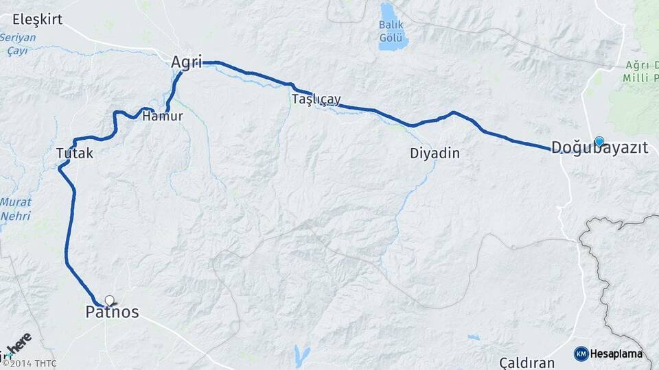Ağrı Doğubayazıt Patnos Arası Kaç Km - Yol Haritası