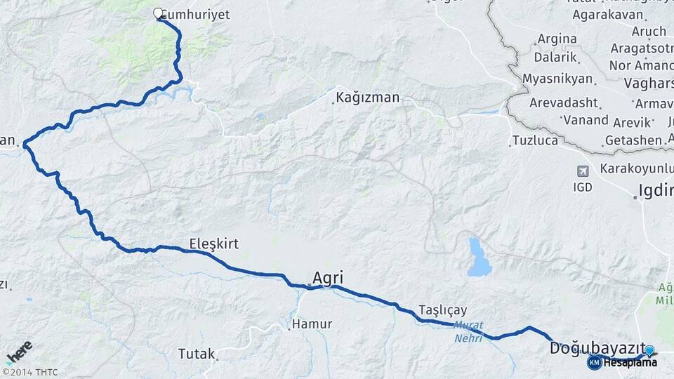 Ağrı Doğubayazıt Sarıkamış Kars Arası Kaç Km - Yol Haritası