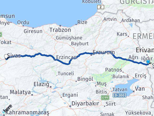 Ağrı Doğubayazıt Sivas Arası Kaç Km - Yol Haritası
