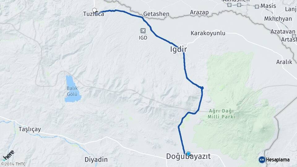 Ağrı Doğubayazıt Tuzluca Iğdır Arası Kaç Km - Yol Haritası