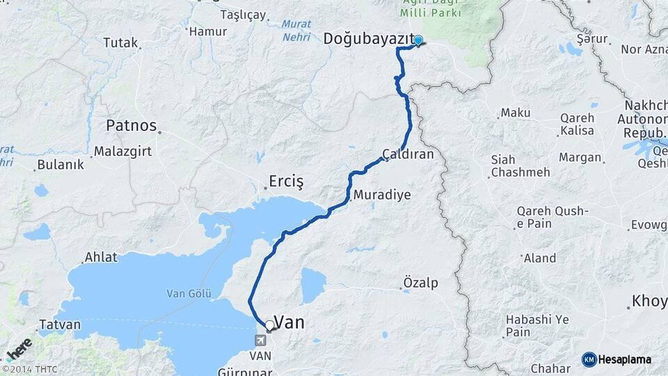 Ağrı Doğubayazıt Van Arası Kaç Km - Yol Haritası